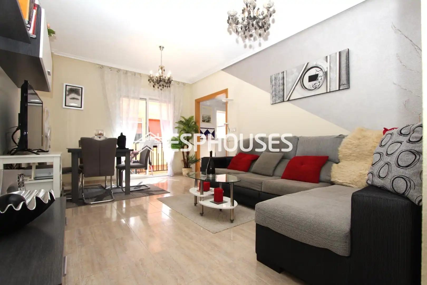 Sala de estar de Apartamento en venta en Guardamar del Segura con Aire acondicionado, Terraza y Amueblado