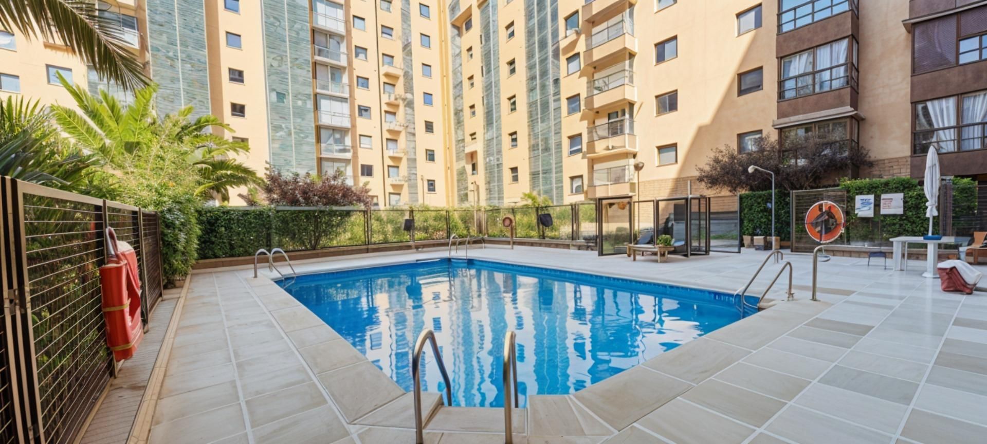 Swimming pool of Flat for sale in  Madrid Capital  with Heating, Private garden and Storage room