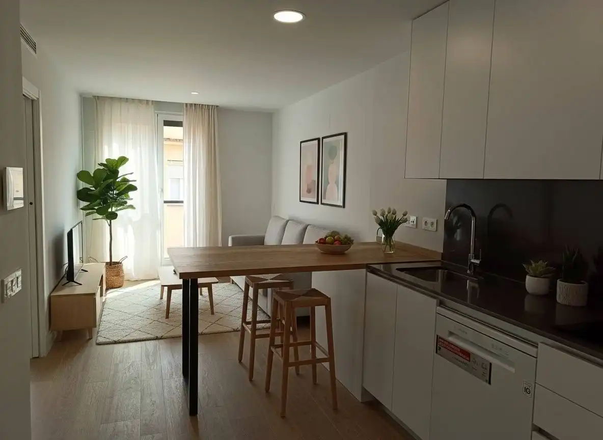 Sala de estar de Apartamento de alquiler en  Madrid Capital con Aire acondicionado, Terraza y Balcón