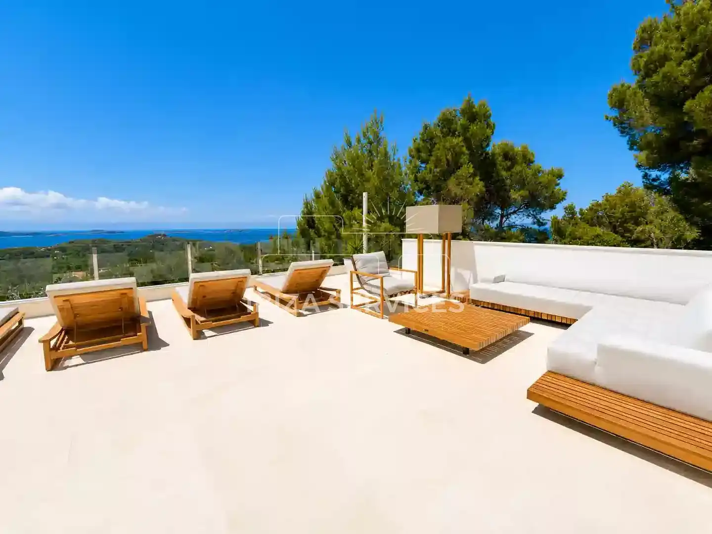 Terraza de Casa o chalet de alquiler en Sant Antoni de Portmany con Aire acondicionado, Jardín privado y Piscina