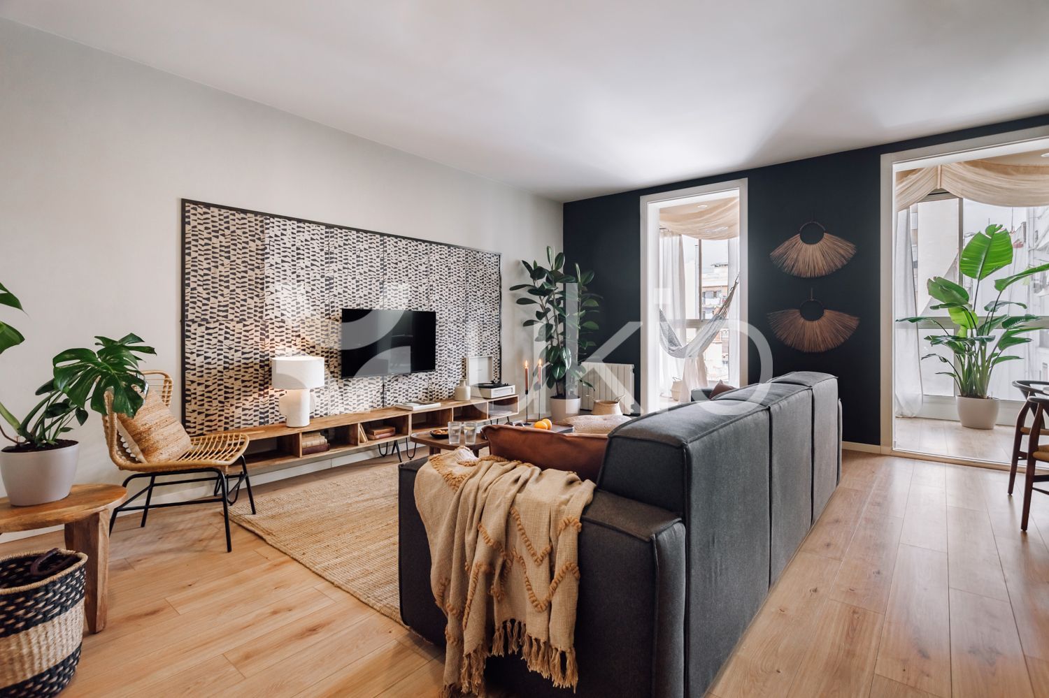 Sala de estar de Apartamento de alquiler en  Barcelona Capital con Aire acondicionado, Calefacción y Amueblado