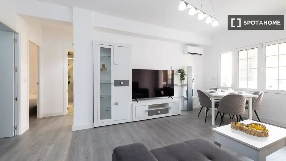 Wohnzimmer von Wohnungen zur untervermieten in Málaga mit Klimaanlage, Terrasse und Möbliert