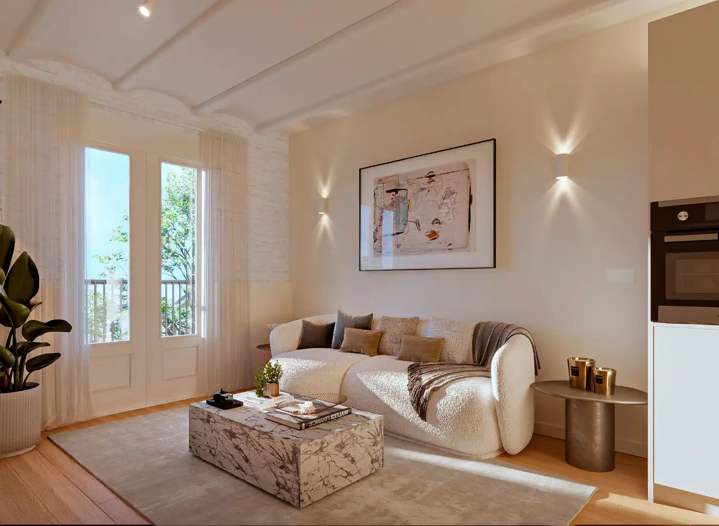 Sala de estar de Piso en venta en Barcelona con Parquet y Balcón