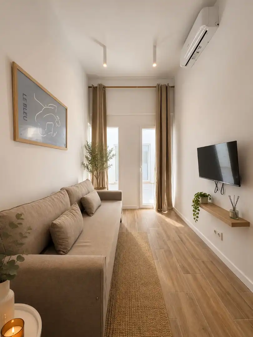 Sala de estar de Estudio de alquiler en Valencia con Aire acondicionado, Parquet y Amueblado