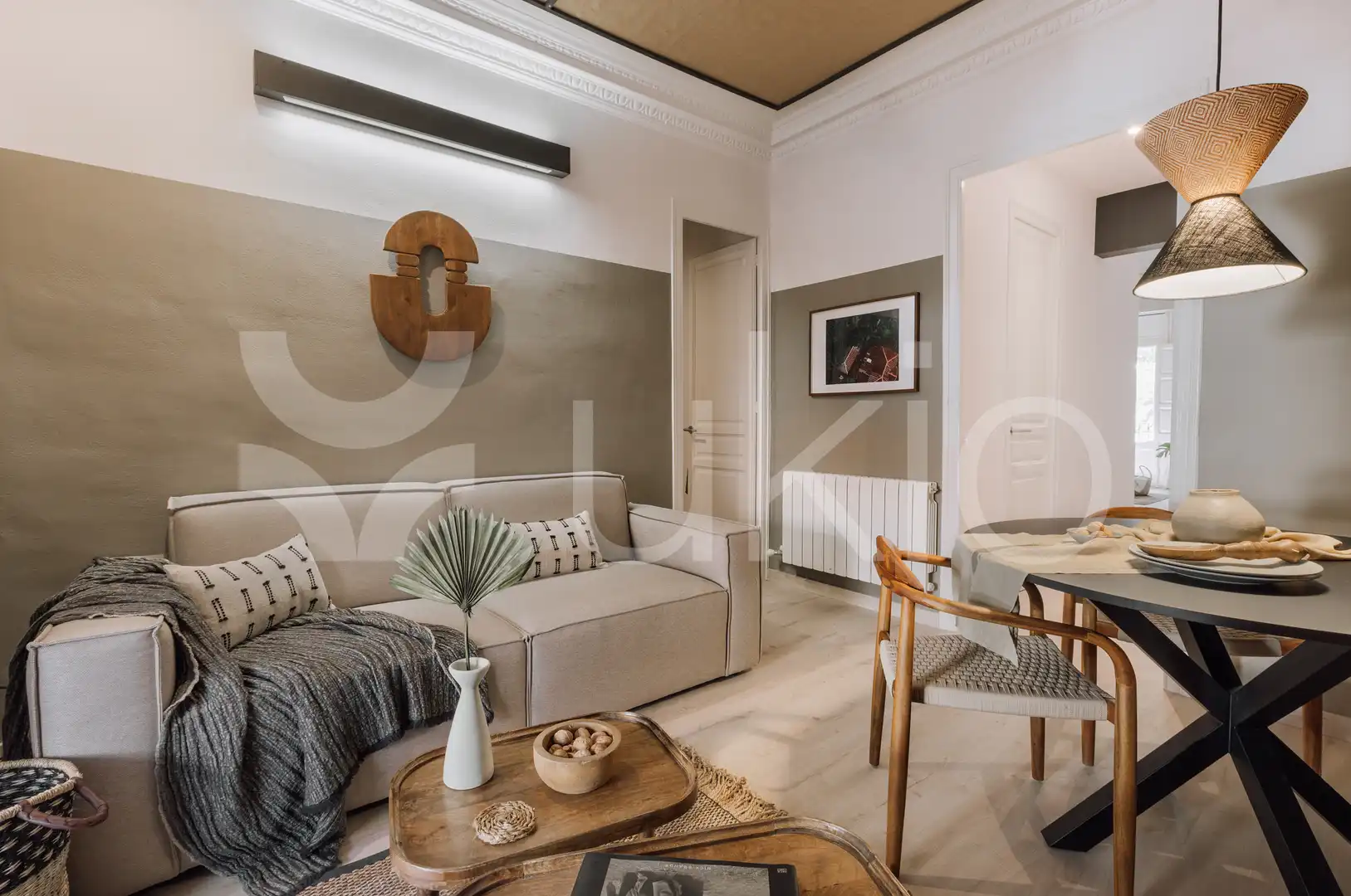 Sala de estar de Apartamento de alquiler en Barcelona con Aire acondicionado, Calefacción y Amueblado