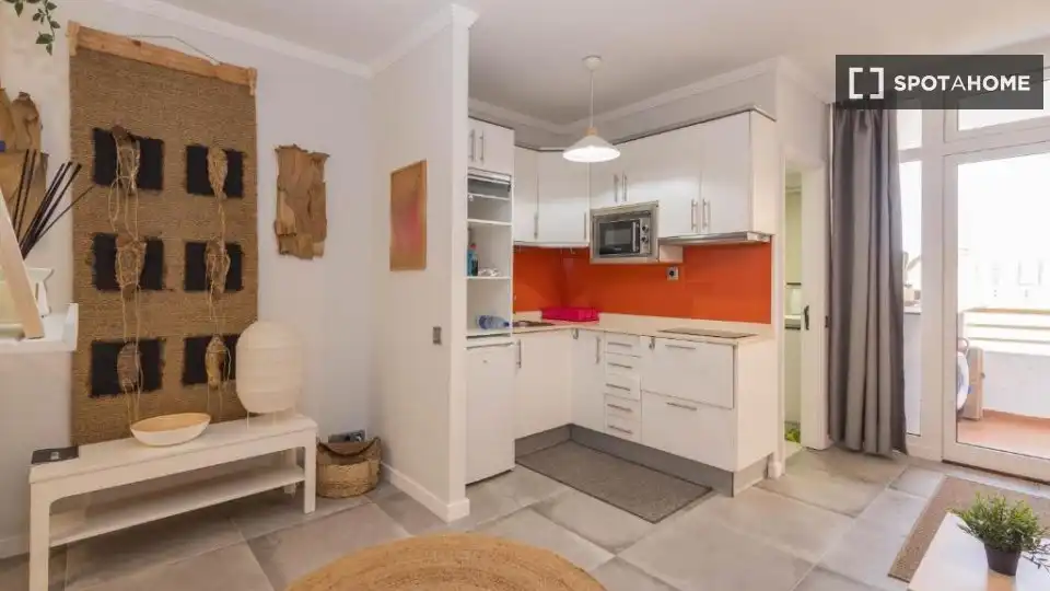 Cuina de Apartament per a compartir en Las Palmas de Gran Canaria amb Aire condicionat, Terrassa i Moblat