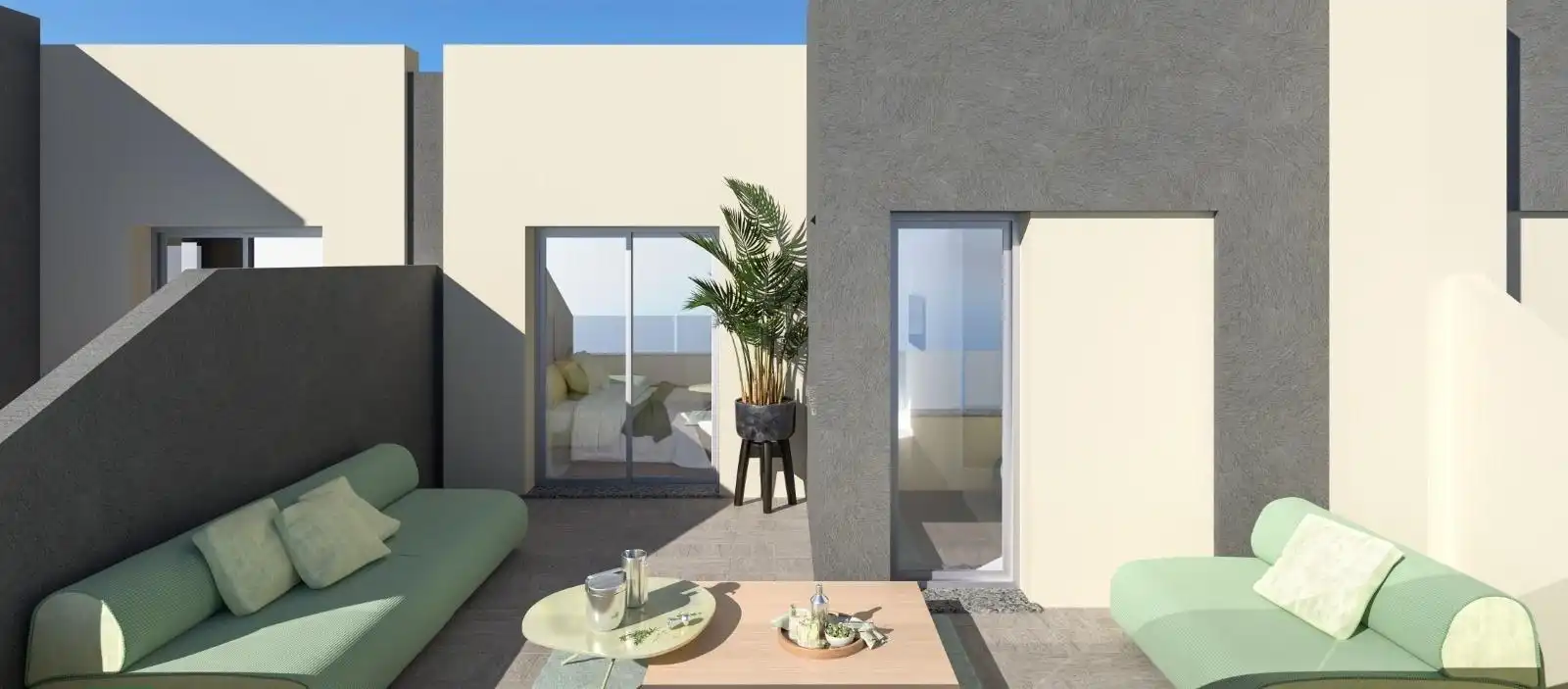 Terrasse von Einfamilien-Reihenhaus zum Verkauf in Torrox mit Klimaanlage, Heizung und Privatgarten