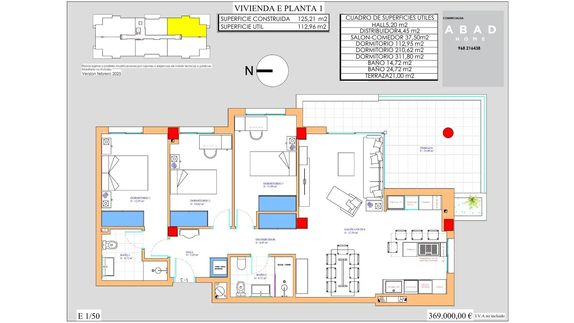 Wohnung zum Verkauf in Murcia mit Klimaanlage, Heizung und Terrasse