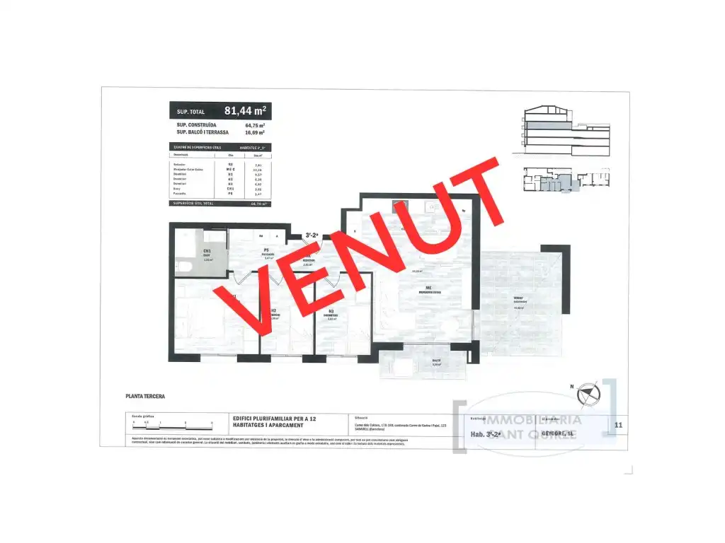 Piso con ascensor en venta en Calle Calders Dels 178