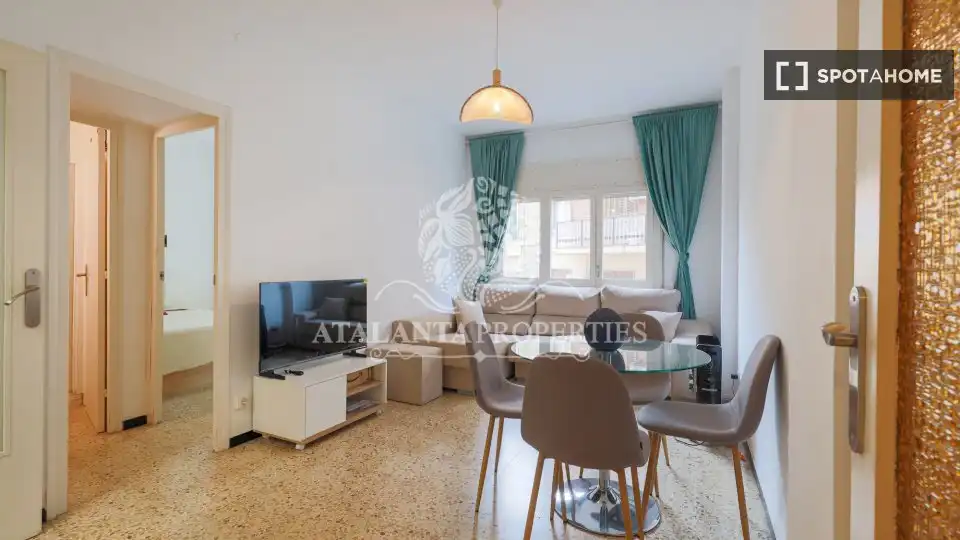 Sala de estar de Piso de alquiler en Barcelona con Aire acondicionado, Calefacción y Amueblado