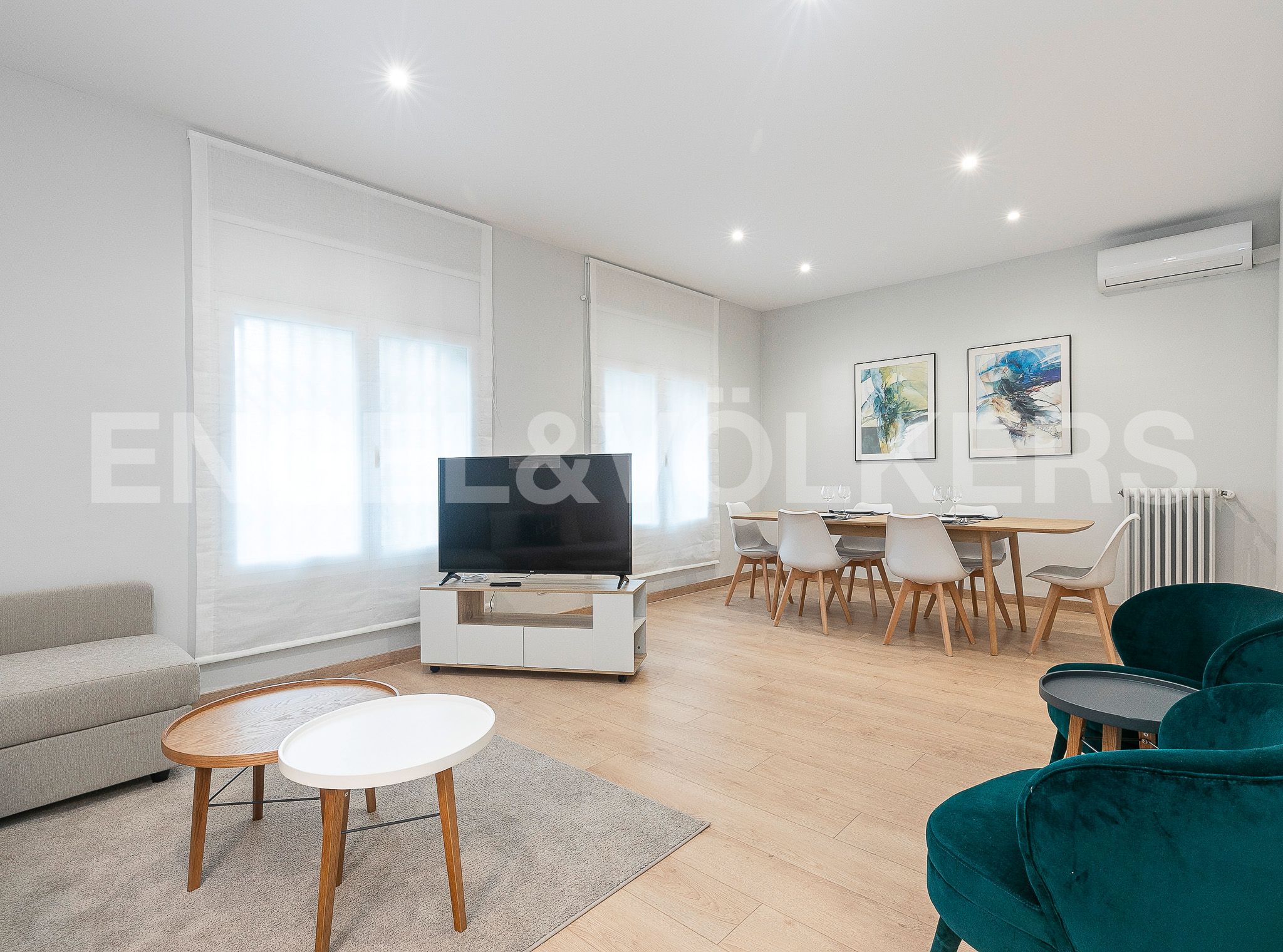 Sala d'estar de Apartament de lloguer en  Barcelona Capital amb Aire condicionat, Calefacció i Parquet
