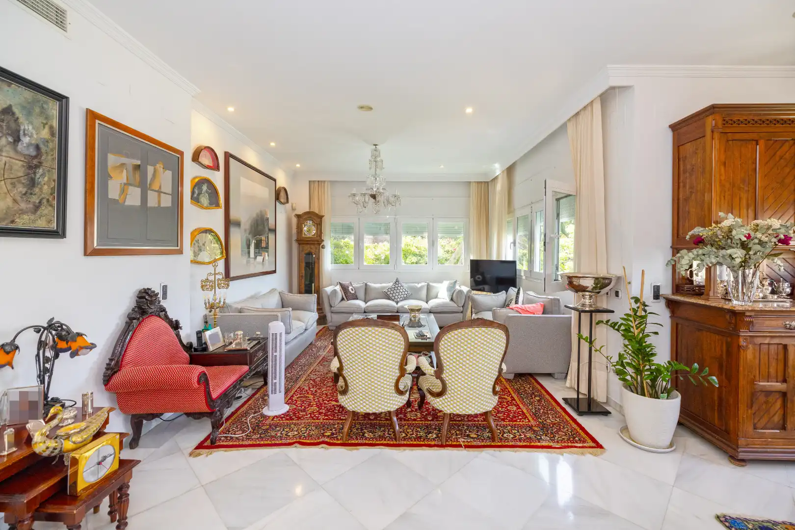 Sala de estar de Casa adosada en venta en Málaga con Aire acondicionado, Calefacción y Jardín privado