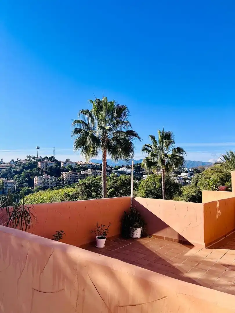 Vista exterior de Àtic en venda en Marbella amb Aire condicionat, Terrassa i Piscina