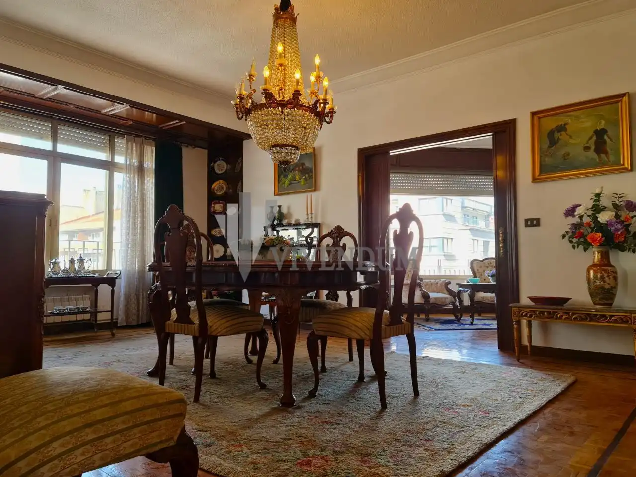 Dining room of Flat for sale in Vigo   with Heating, Parquet flooring and Terrace
