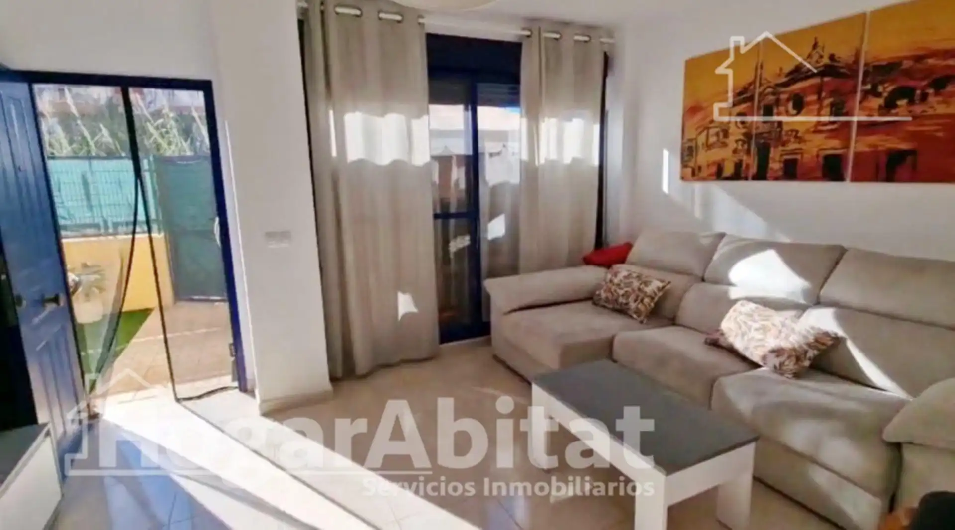 Sala de estar de Piso en venta en Bellreguard con Aire acondicionado, Calefacción y Jardín privado