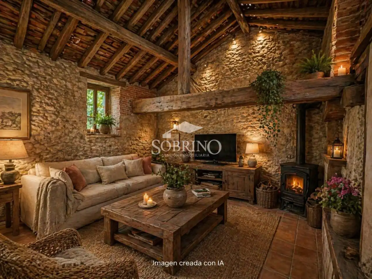 Wohnzimmer von Haus oder Chalet zum Verkauf in Llanes mit Privatgarten