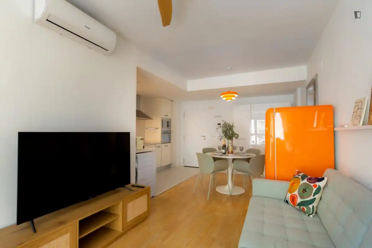 Sala d'estar de Apartament de lloguer en Valencia amb Aire condicionat, Moblat i Forn