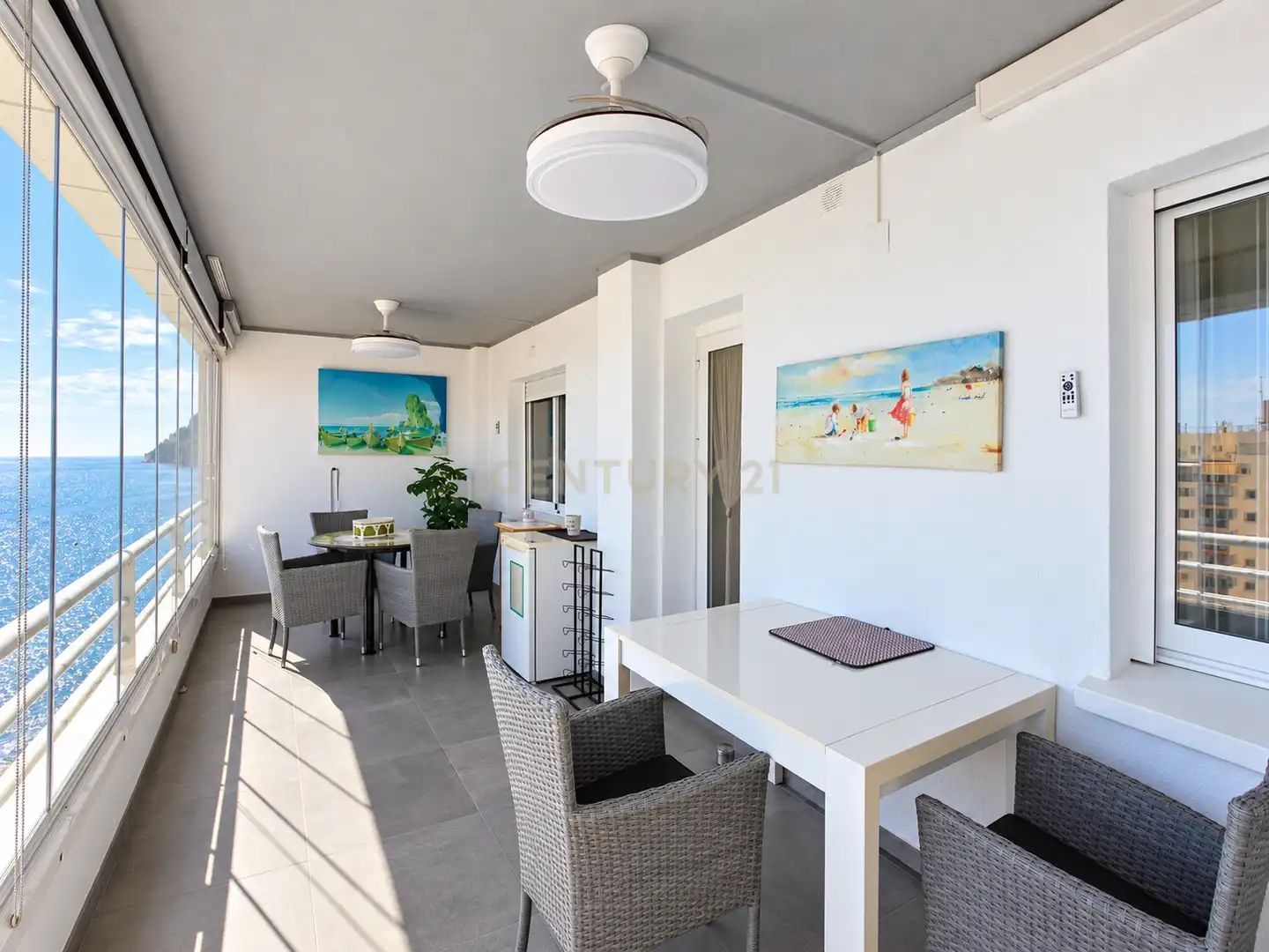 Terrasse von Wohnungen zur Miete in Calpe / Calp mit Klimaanlage, Abstellraum und Ofen