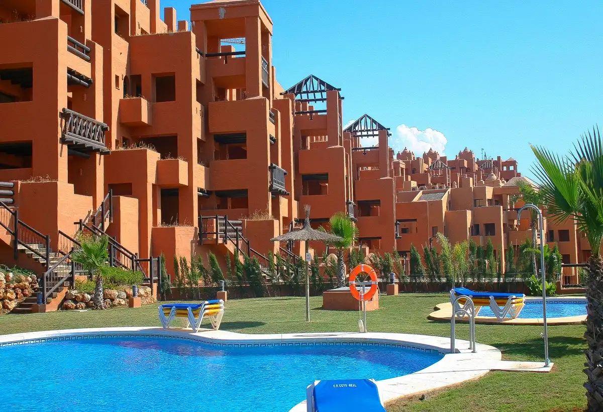 Vista exterior de Apartament en venda en Manilva amb Aire condicionat, Terrassa i Piscina