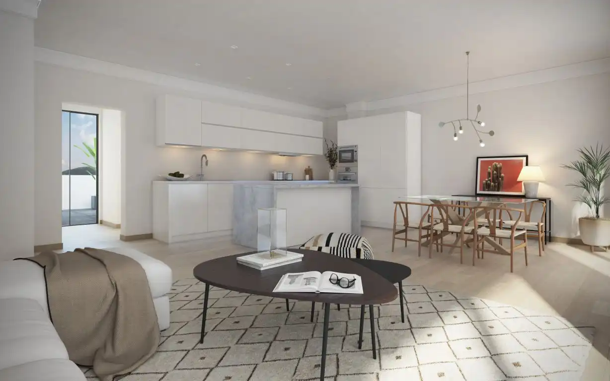 Wohnzimmer von Wohnungen zum Verkauf in Mijas mit Privatgarten, Terrasse und Abstellraum