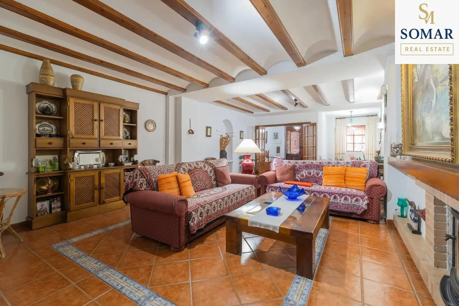 Sala d'estar de Finca rústica en venda en Mogente / Moixent amb Jardí privat, Terrassa i Piscina