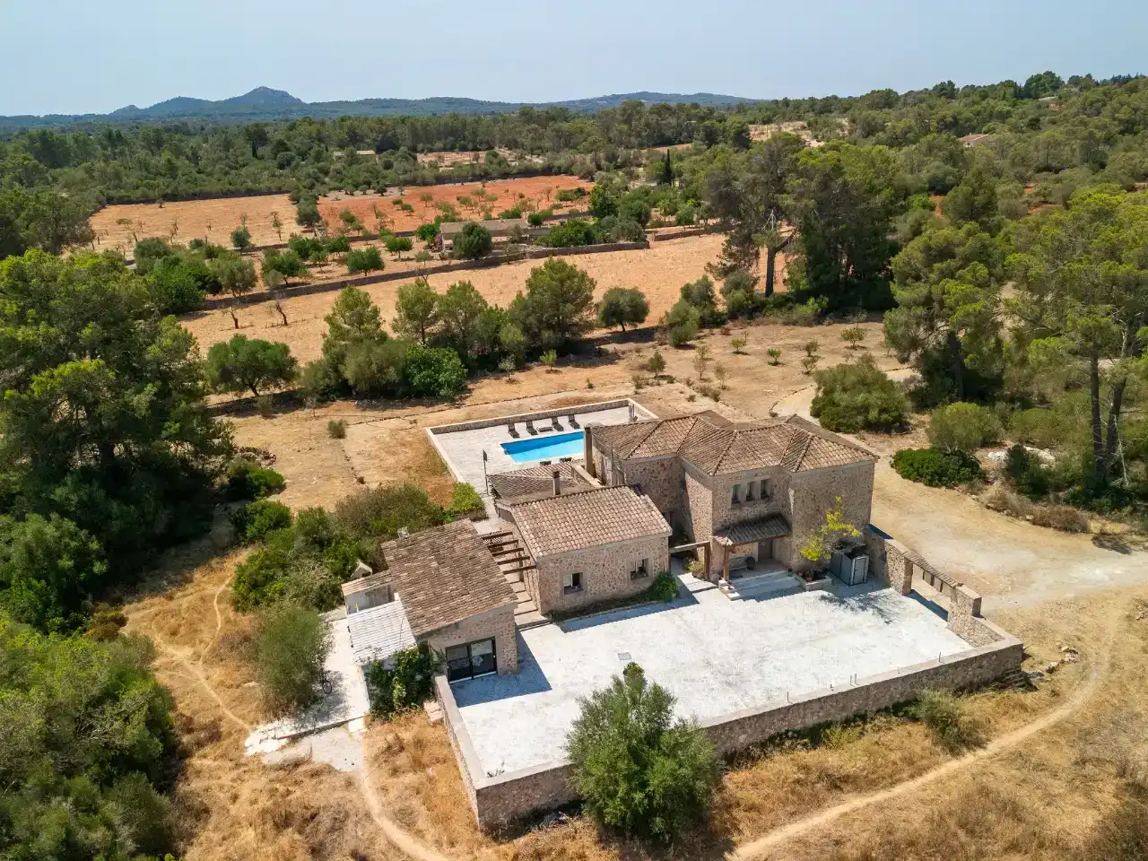 Exterior view of Country homes for sale in Algaida  with Air Conditioner and Swimming Pool