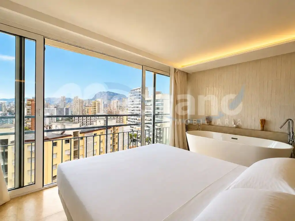 Schlafzimmer von Wohnungen zum Verkauf in Benidorm mit Klimaanlage, Privatgarten und Schwimmbad