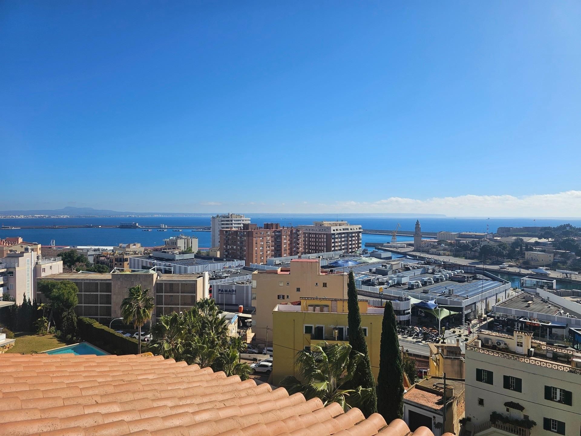 Vista exterior de Àtic en venda en  Palma de Mallorca amb Aire condicionat, Jardí privat i Terrassa