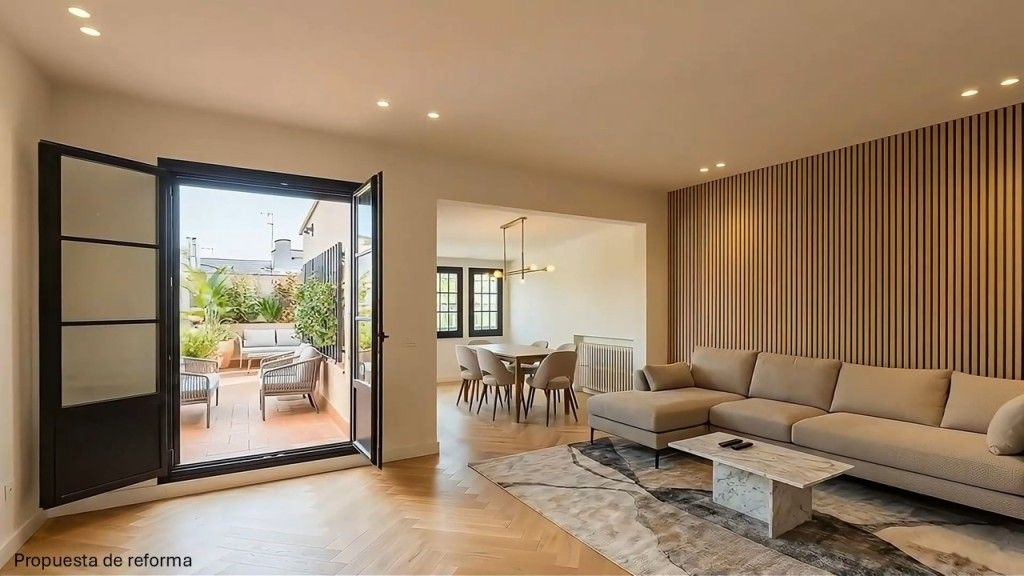 Sala de estar de Ático en venta en  Barcelona Capital con Calefacción, Parquet y Terraza