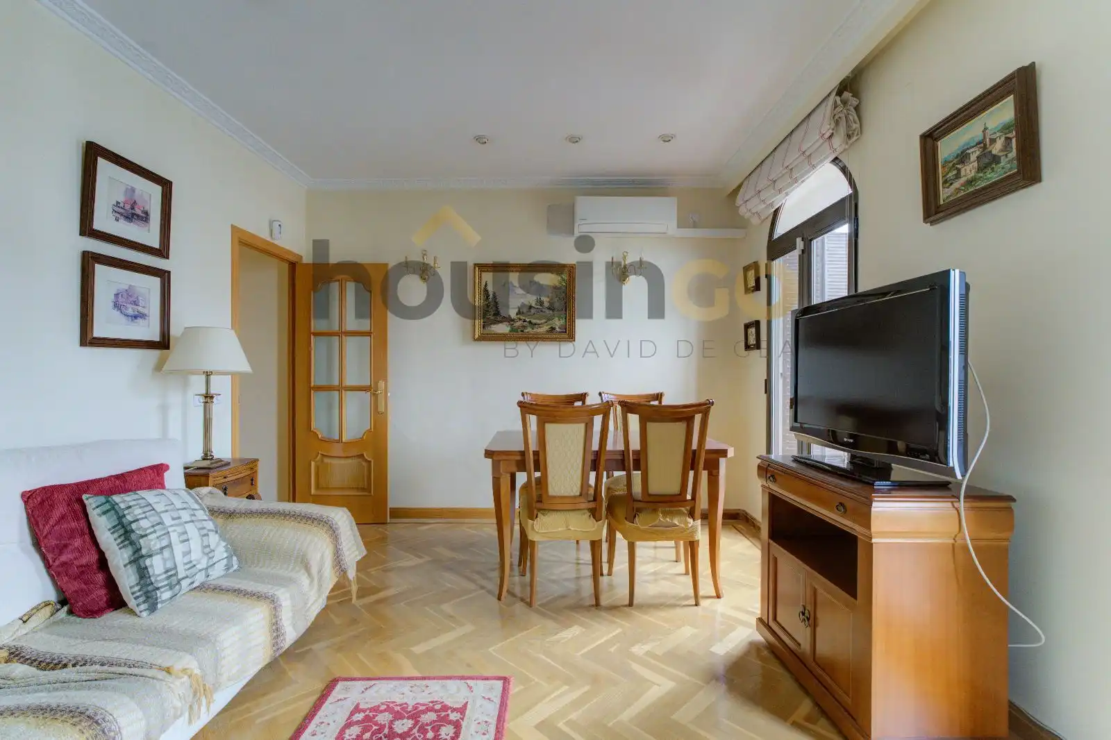 Wohnzimmer von Wohnung zur Miete in  Madrid Capital mit Klimaanlage, Heizung und Parkett