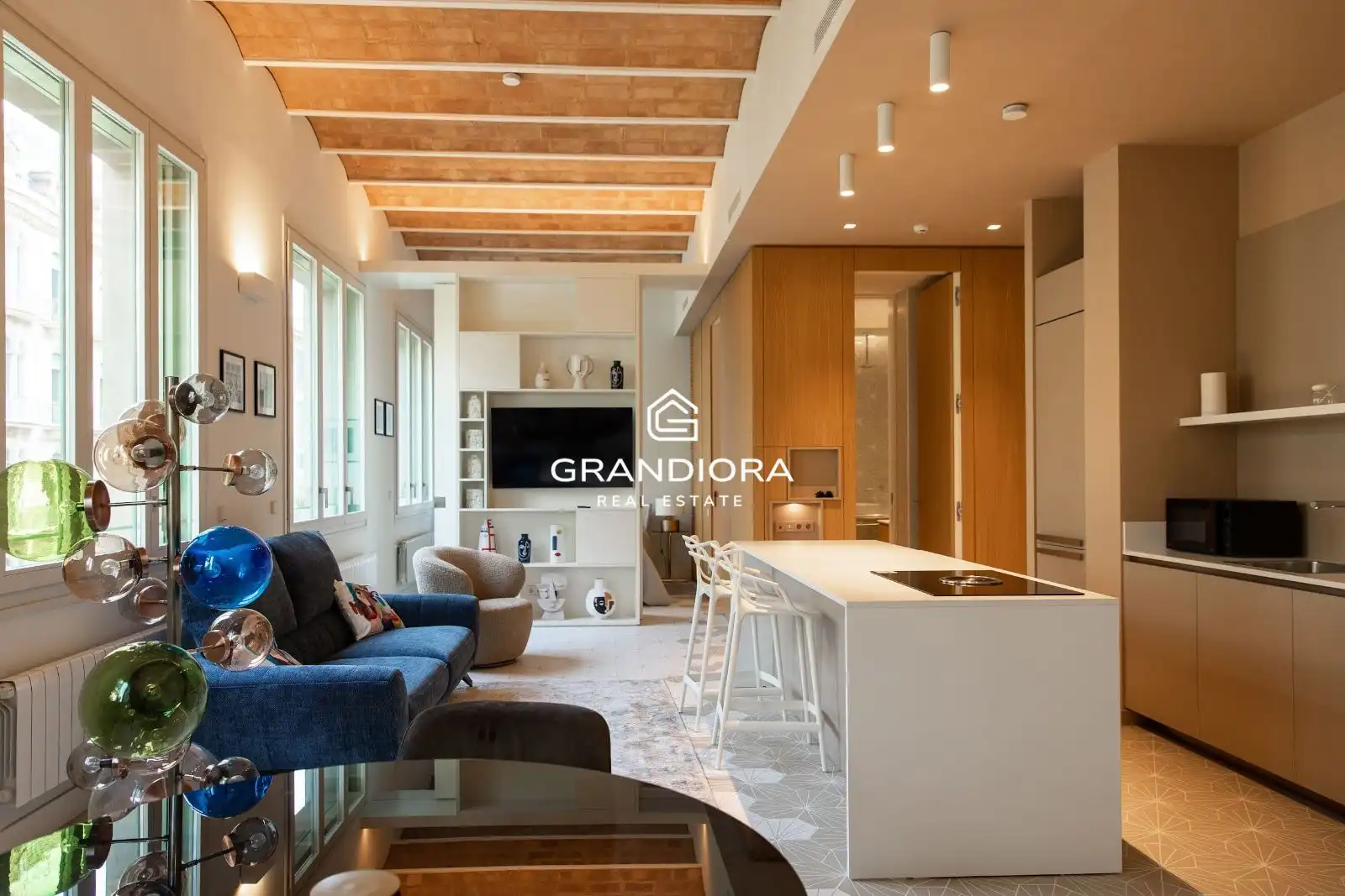 Sala d'estar de Pis de lloguer en Barcelona amb Aire condicionat