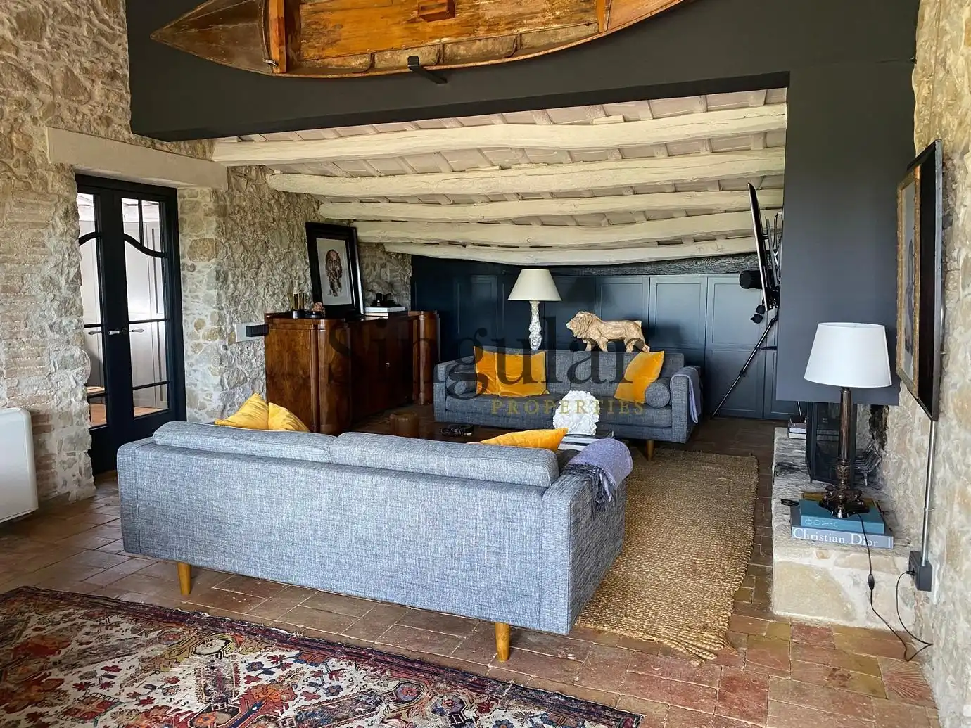 Sala d'estar de Finca rústica en venda en Corçà amb Aire condicionat, Calefacció i Jardí privat