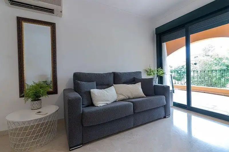 Sala de estar de Apartamento de alquiler en Jávea / Xàbia con Aire acondicionado, Jardín privado y Terraza