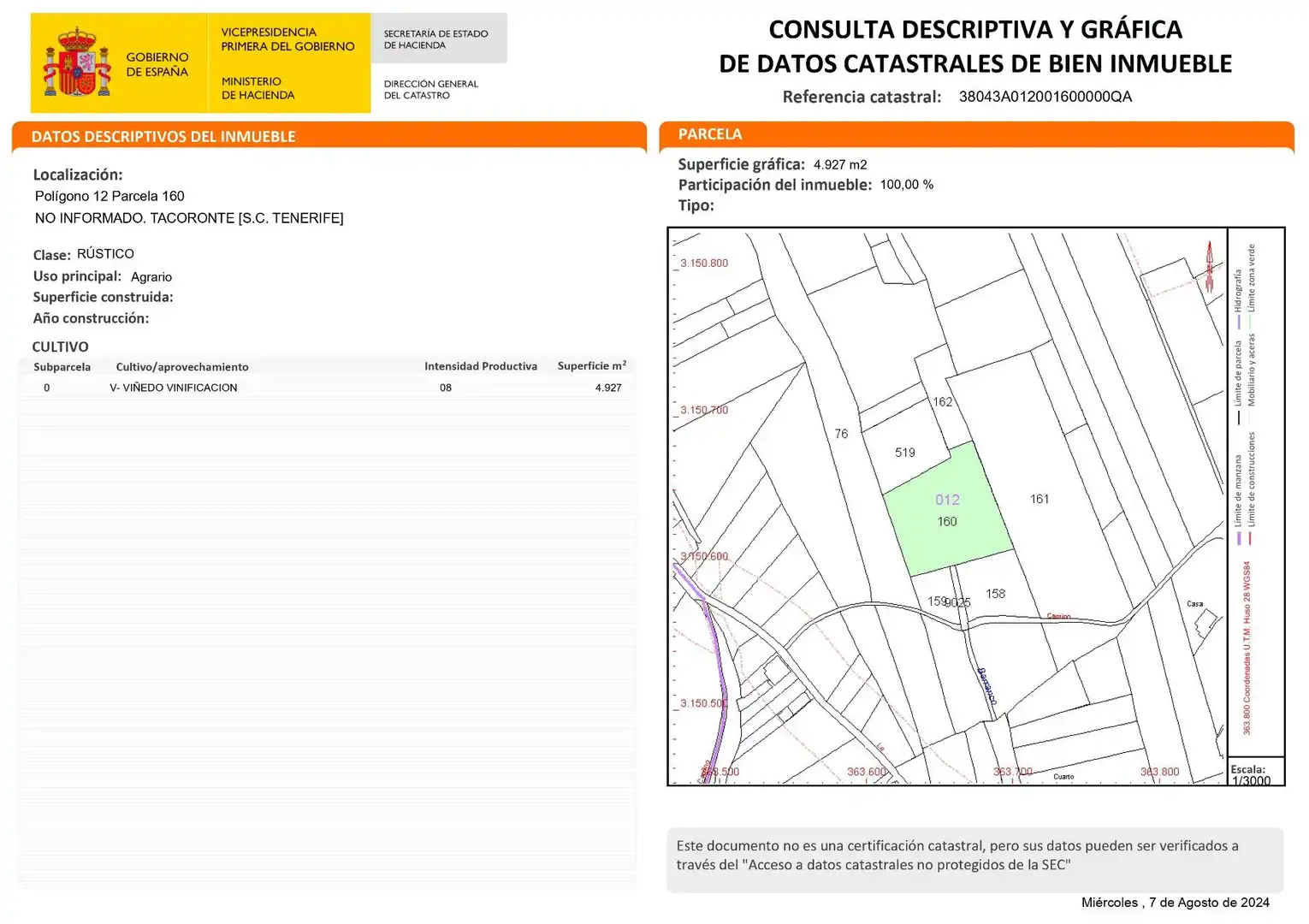 Land for sale in Tacoronte