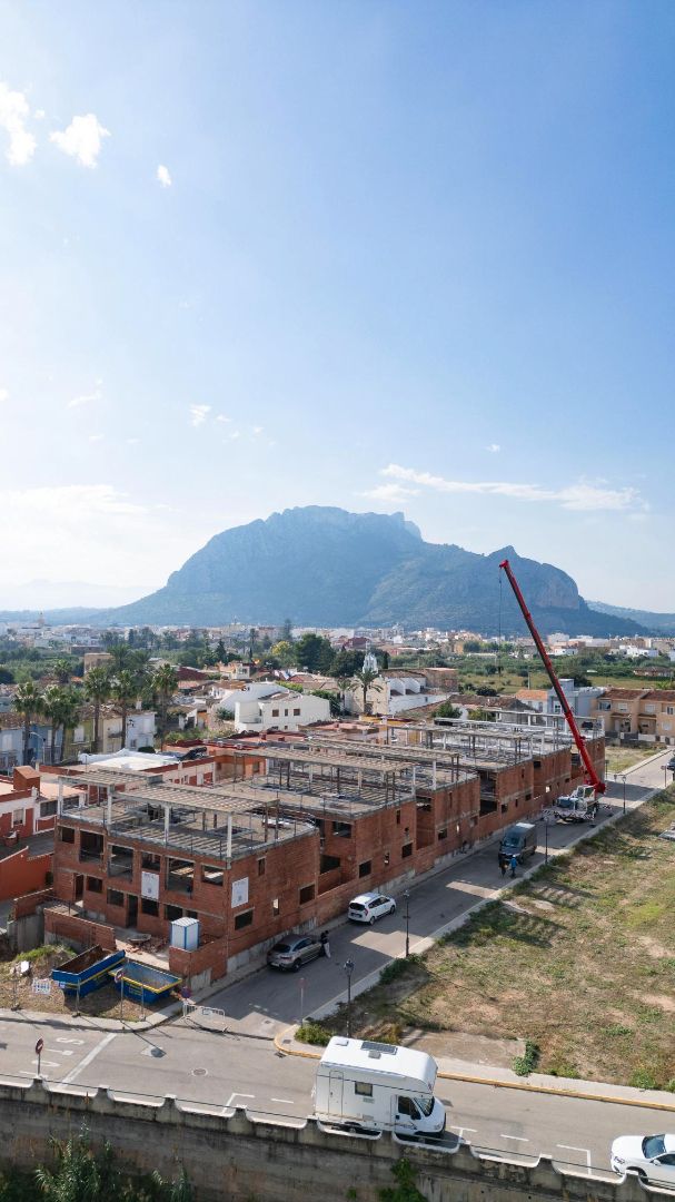 Exterior view of Single-family semi-detached for sale in Els Poblets  with Air Conditioner, Terrace and Storage room