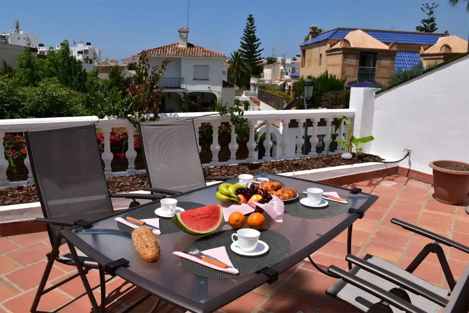 Terrace of Flat for rent in Nerja  with Air Conditioner, Private garden and Swimming Pool