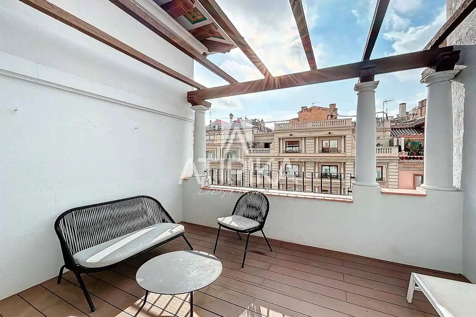 Terrasse von Wohnung zur Miete in Barcelona mit Klimaanlage, Parkett und Terrasse