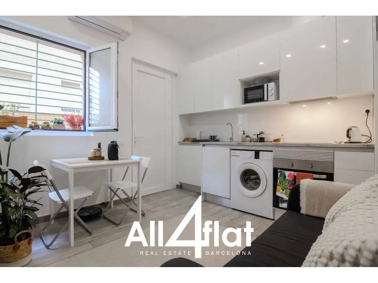 Küche von Wohnung zur Miete in Barcelona mit Klimaanlage, Parkett und Möbliert