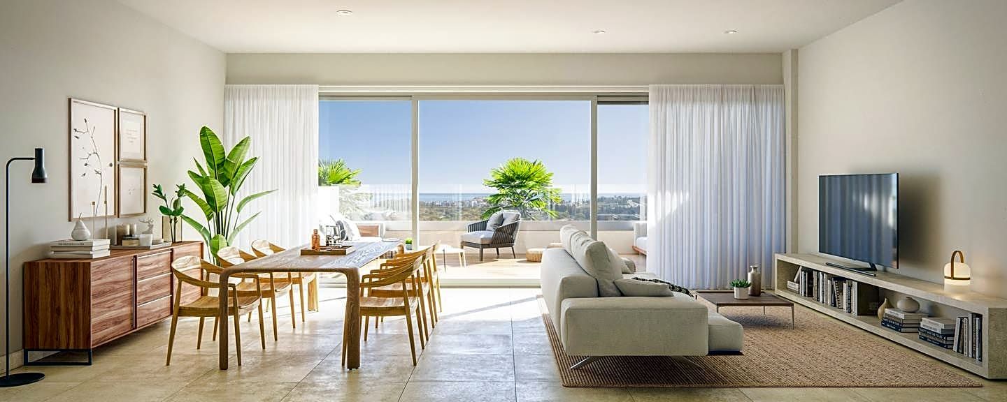 Living room of Apartment for sale in Estepona  with Air Conditioner, Heating and Private garden