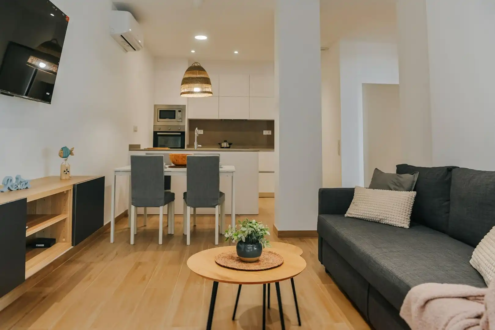 Wohnzimmer von Erdgeschoss zur Miete in Palamós mit Klimaanlage, Heizung und Terrasse