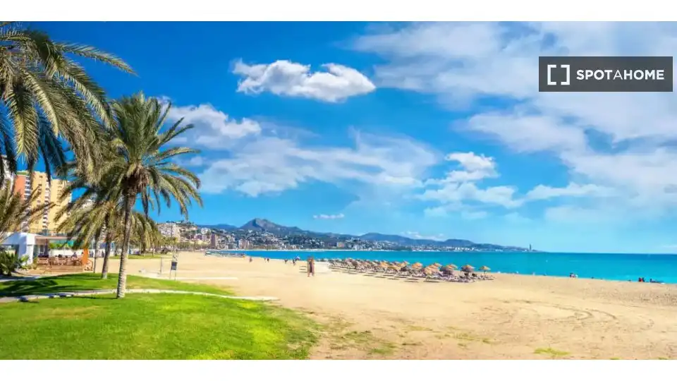 Vista exterior de Estudi per a compartir en Málaga amb Aire condicionat, Terrassa i Moblat