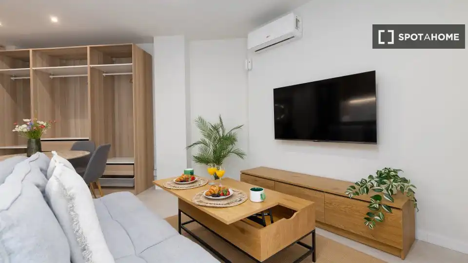 Sala de estar de Estudio para compartir en Valencia con Aire acondicionado, Terraza y Amueblado
