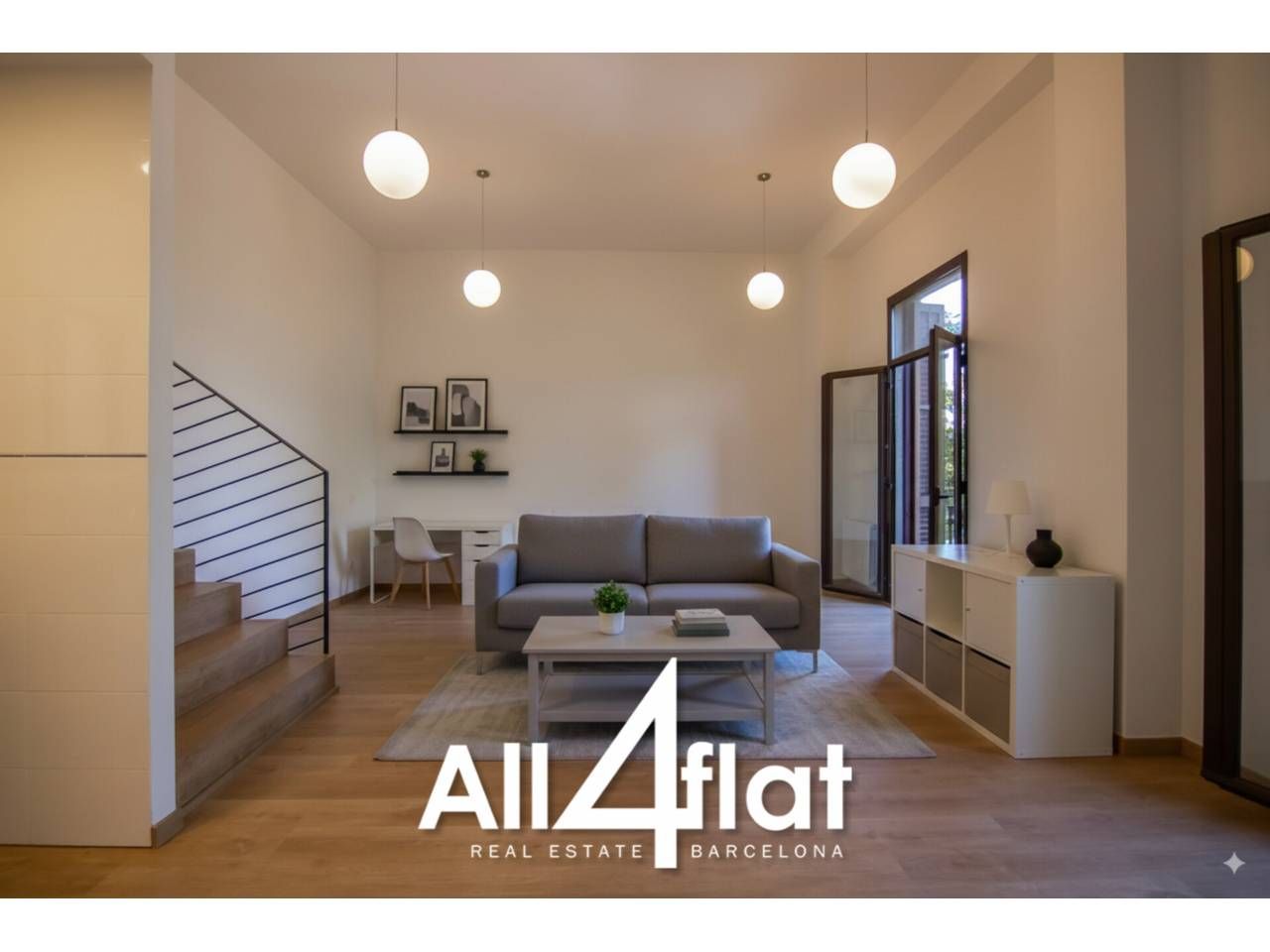 Sala de estar de Piso de alquiler en  Barcelona Capital con Aire acondicionado, Calefacción y Parquet