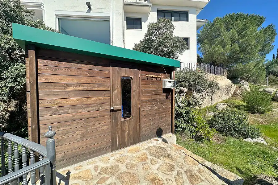 Exterior view of Houses for sale in Hoyo de Manzanares  with Air Conditioner, Heating and Private garden