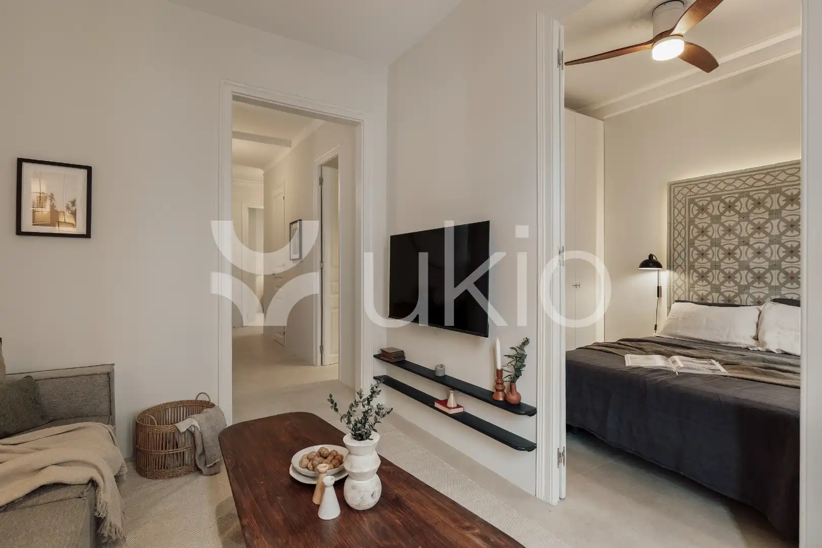 Sala de estar de Apartamento de alquiler en Barcelona con Aire acondicionado, Calefacción y Amueblado