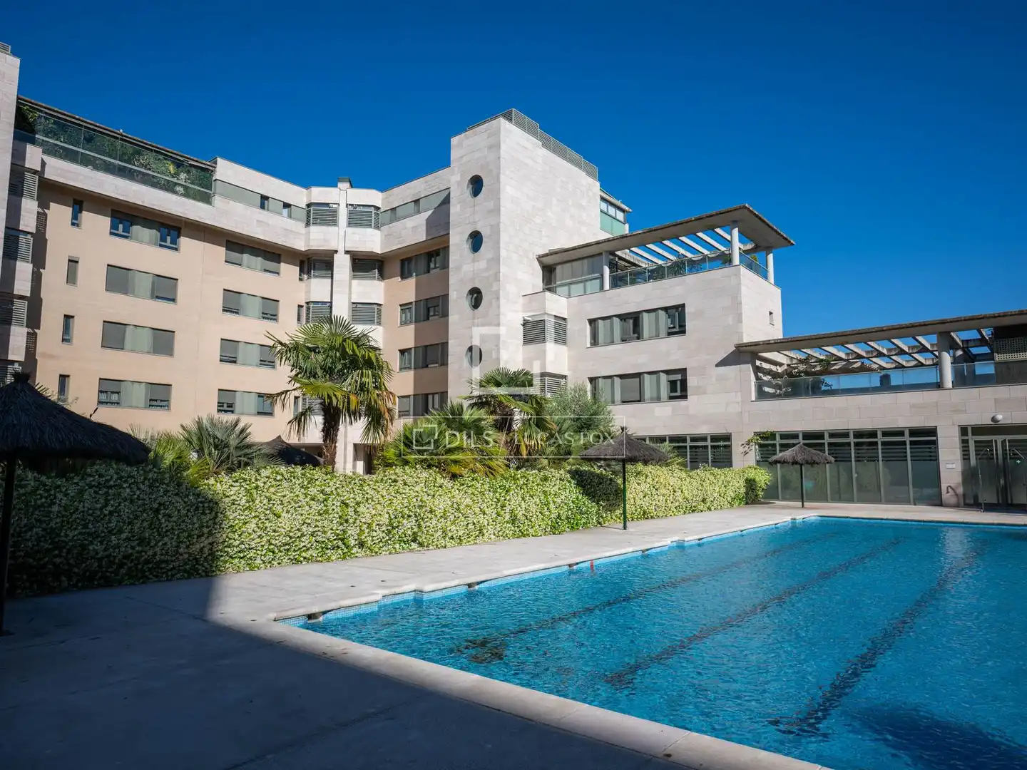 Swimming pool of Flat for rent in Madrid  with Air Conditioner, Heating and Private garden