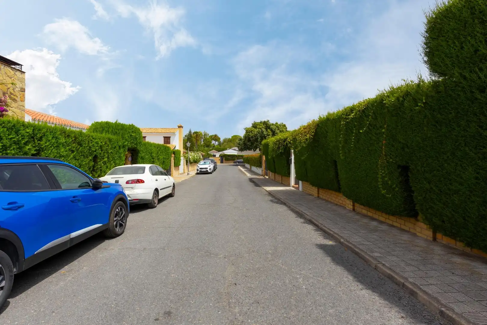 Vista exterior de Casa o xalet en venda en Sanlúcar la Mayor amb Jardí privat, Traster i Piscina