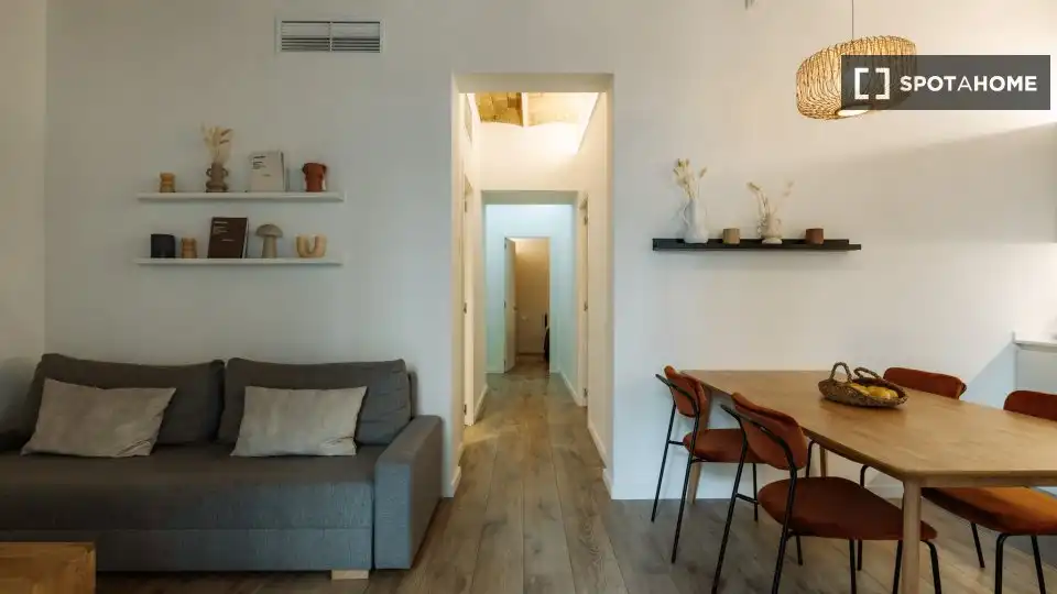 Sala de estar de Piso de alquiler en Barcelona con Aire acondicionado, Calefacción y Amueblado