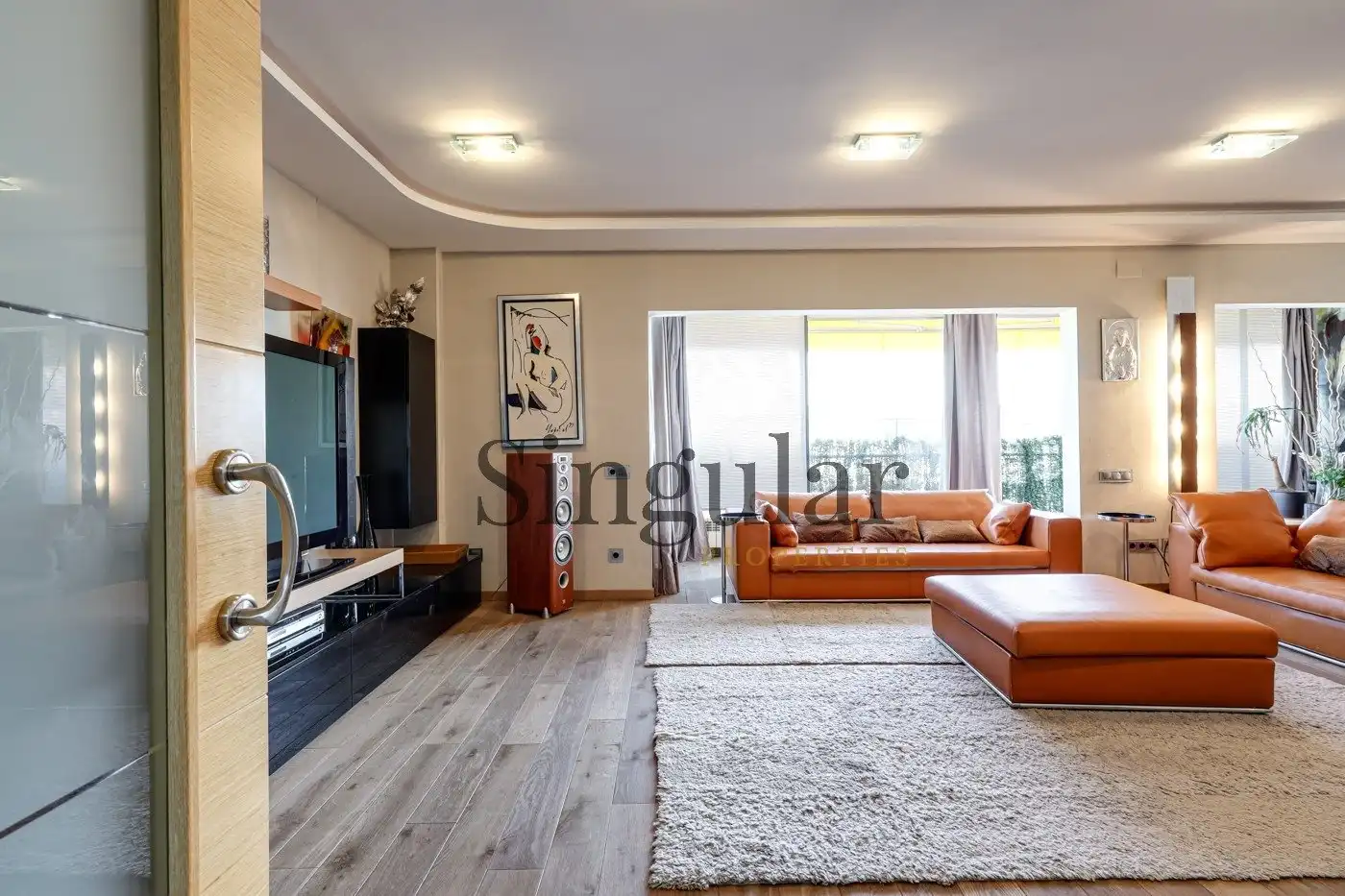 Wohnzimmer von Dachboden zur Miete in Barcelona mit Klimaanlage, Heizung und Privatgarten