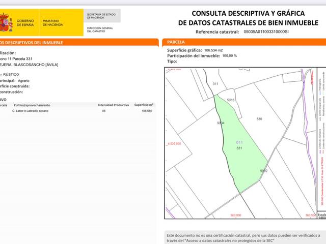 Terreno en Venta en Calle Veredilla, 3 en Blascosancho